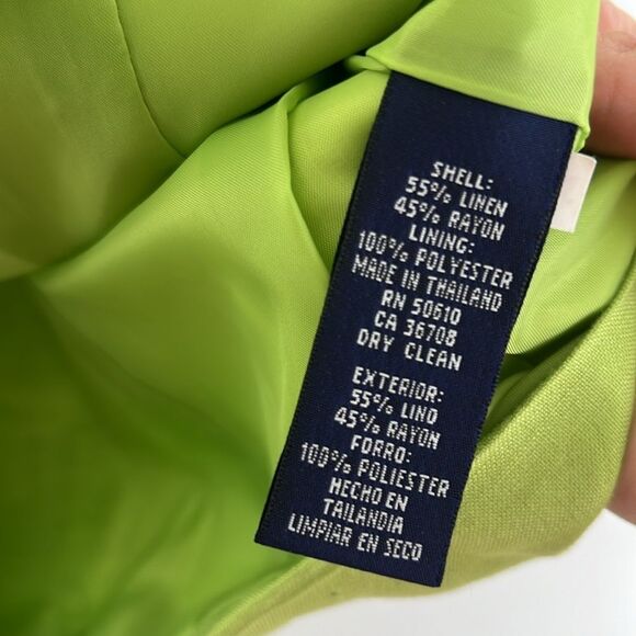 Rena Rowan 2 Piece Skirt Suit Floral Skirt Solid Jacket Lime Green Size 10 - Picture 4 of 16